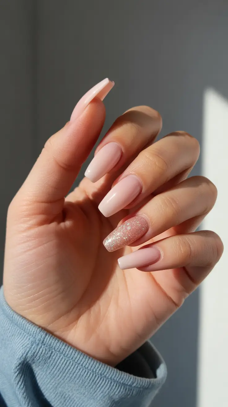 21-new-coffin-nails-2026-Soft-Nude-Coffins-With-Glitter-Glow-Accent