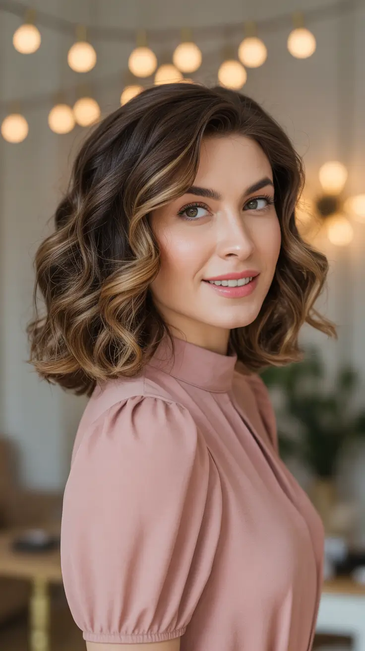 Curly Hairstyle Ideas 2026 Polished Shoulder-Length Curl Bob