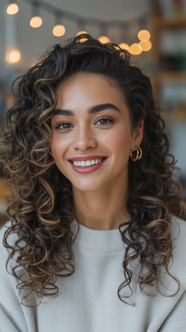 Curly Hairstyle Ideas 2026 Loose Defined Curls with Side Volume