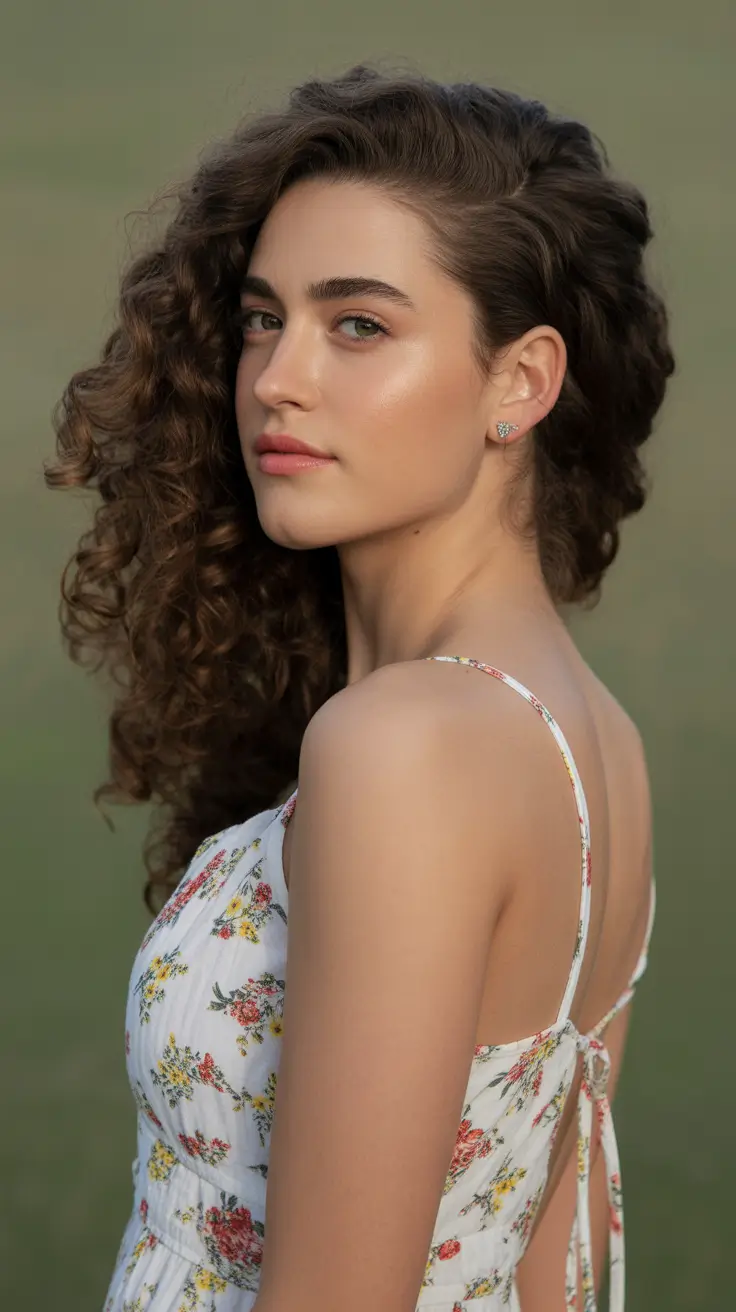 Curly Hairstyle Ideas 2026 Side-Swept Natural Volume