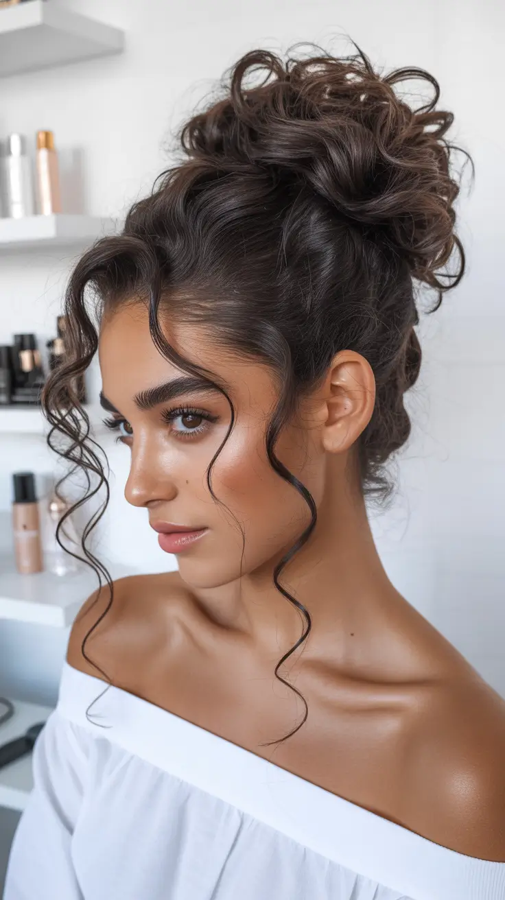 Curly Hairstyle Ideas 2026 Soft Curly Bun
