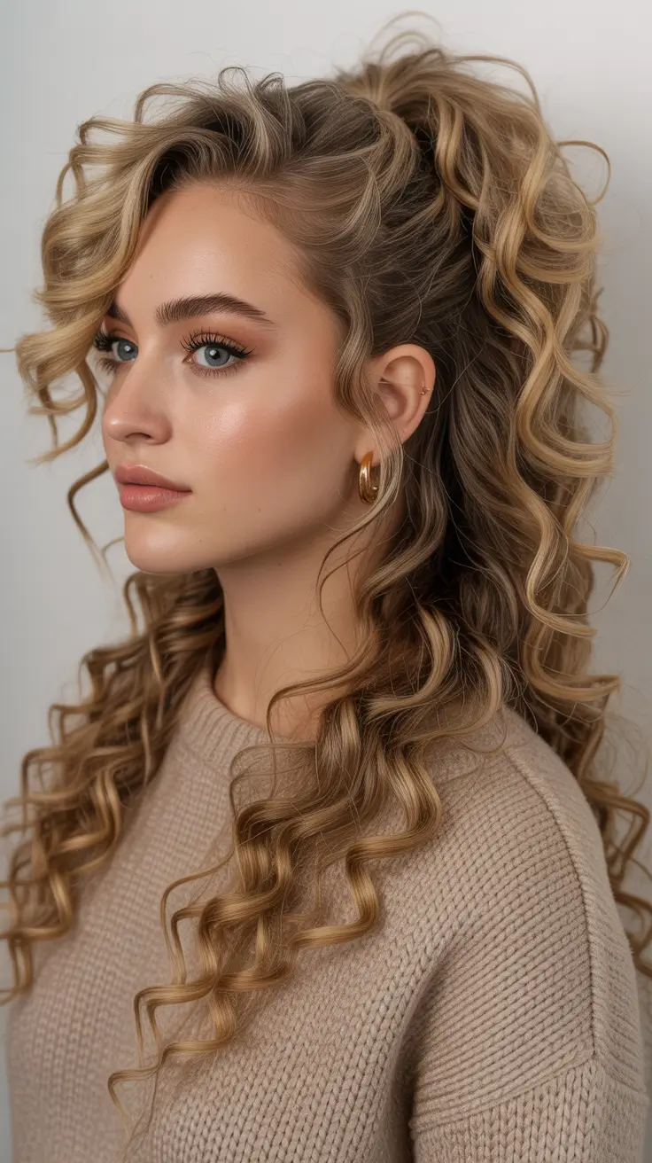 Curly Hairstyle Ideas 2026 Voluminous High Pony