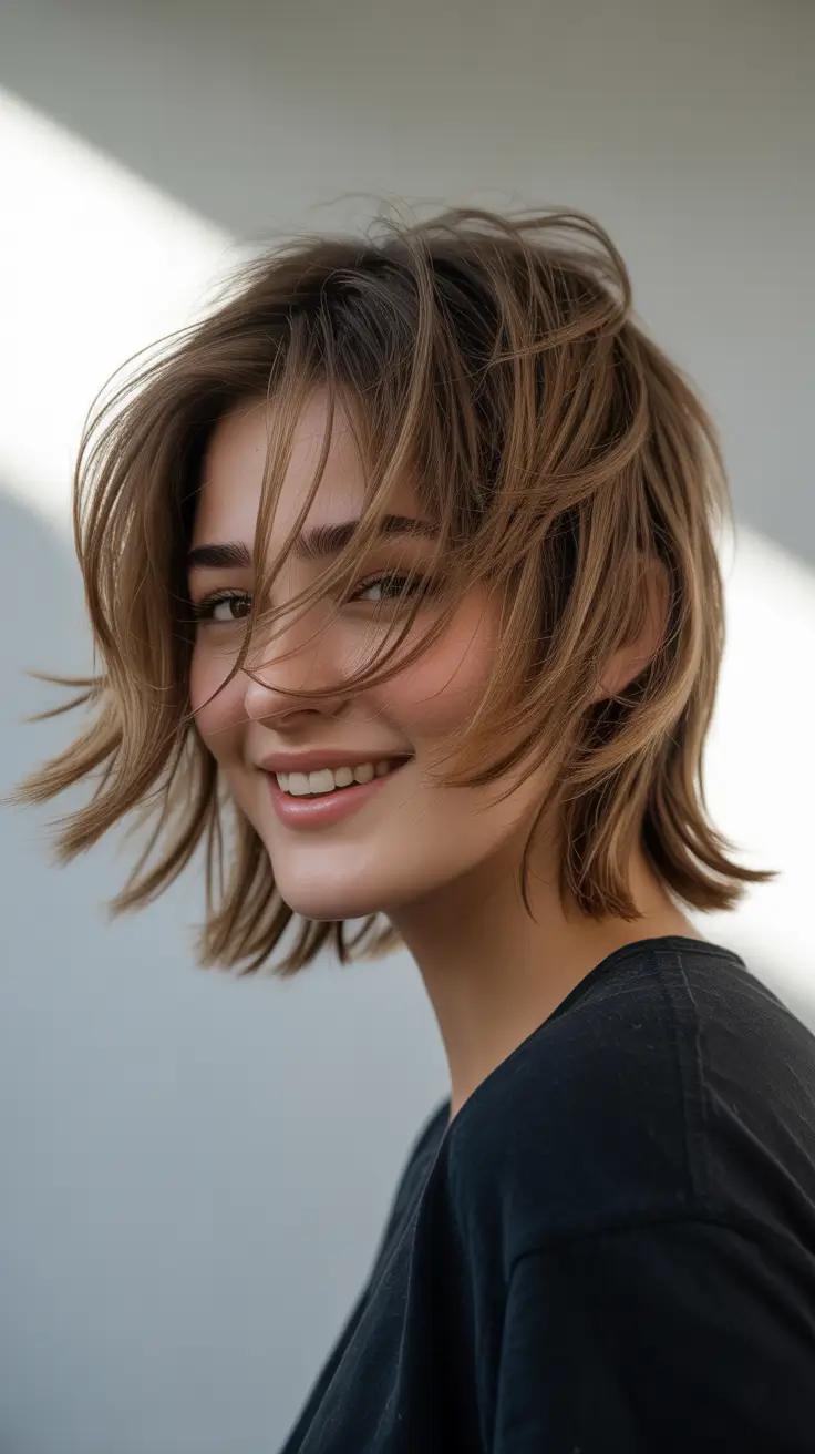 Short hair easy Feathered Short Bob