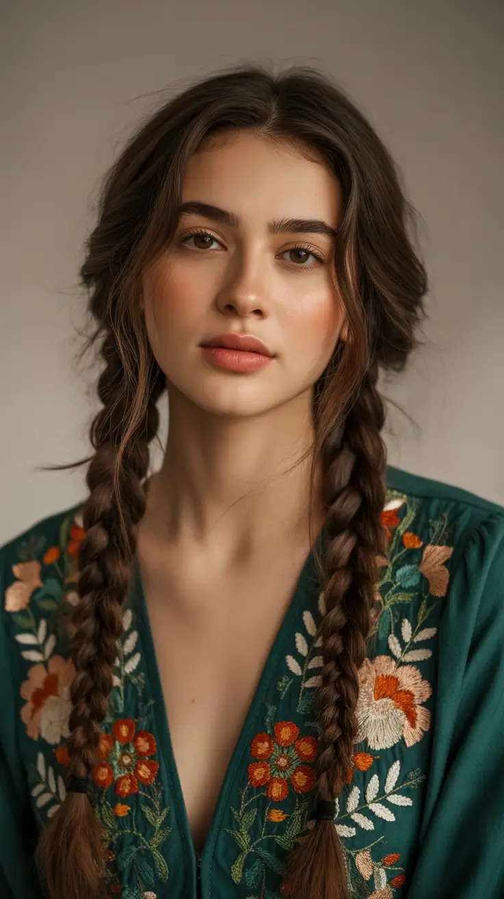 Simple Casual Twin Braids With Soft Volume