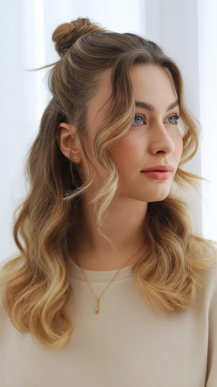 Simple Half-Up Twist With Soft Curls