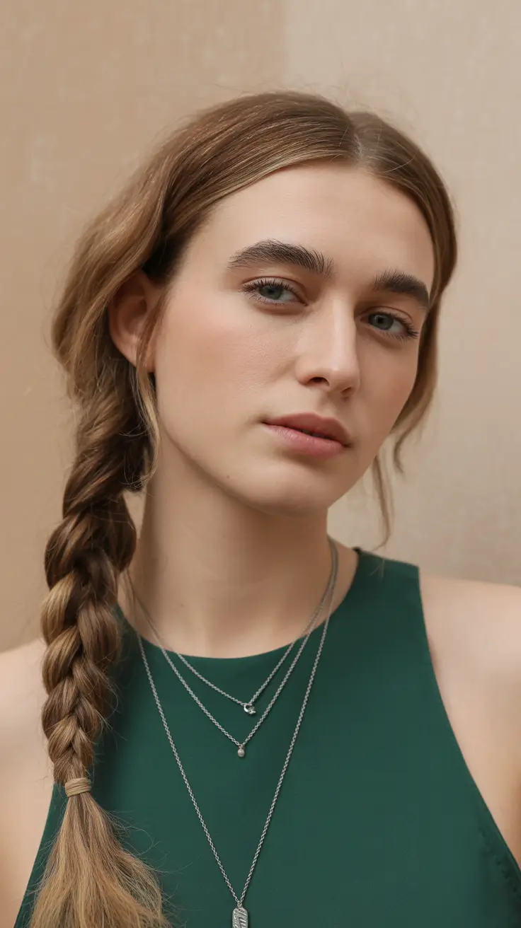 Simple Loose Side Braid With Natural Texture