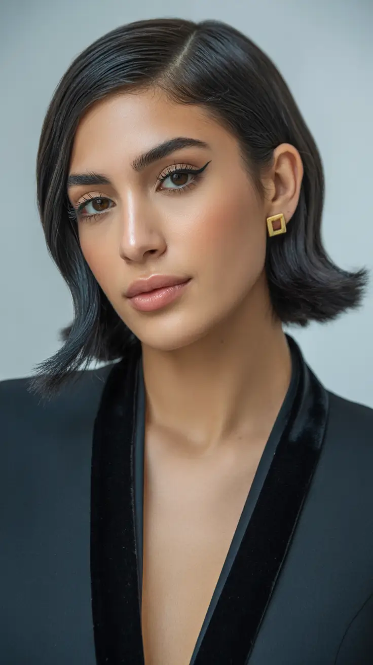 Simple Polished Short Bob With Tucked Ends