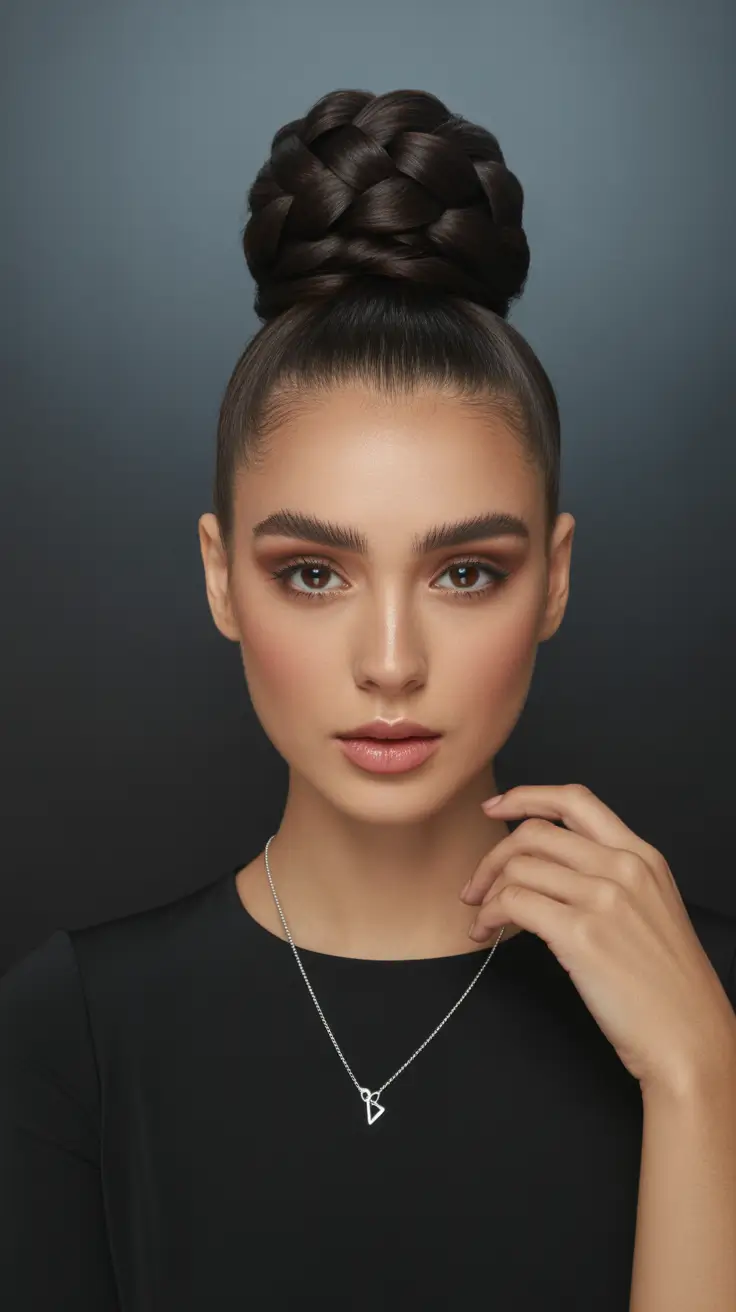 Simple High Braided Crown Bun