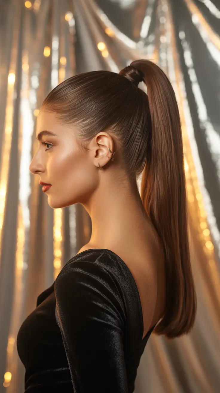 Simple Ultra Sleek Straight High Ponytail