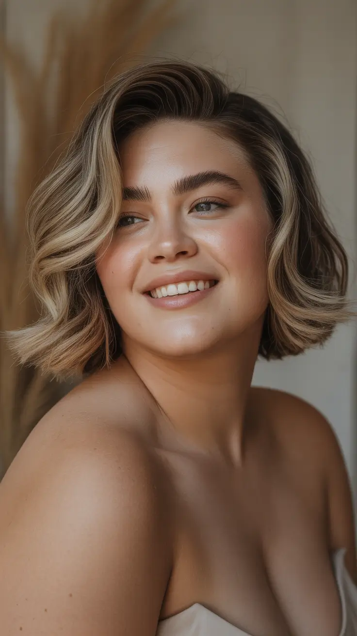 Layered bob Short Textured Bob with Blonde Balayage