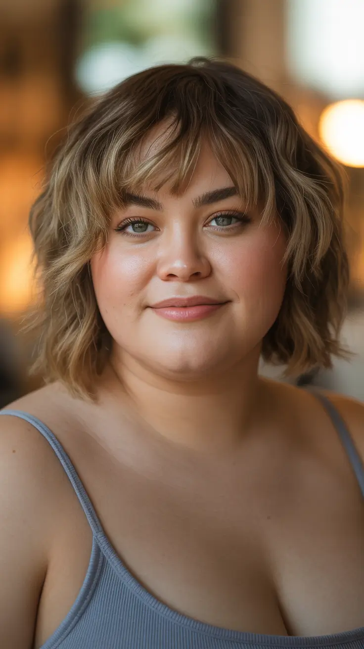 Side bangs Playful Bob with Feathered Fringe