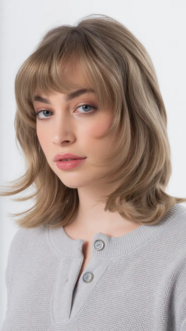 Curtain bangs Soft Shoulder-Length Layers