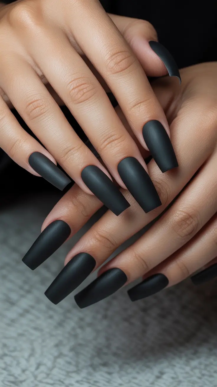 21-stylish-gel-nails-2026-Matte-Black-Coffin-Drama