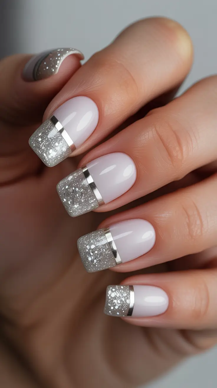 21-stylish-gel-nails-2026-Silver-Dipped-French-Tips-With-Modern-Lines