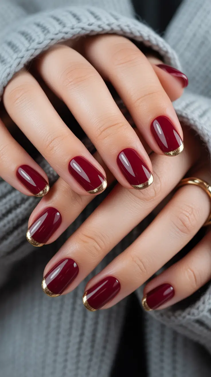 21-stylish-gel-nails-2026-Merlot-French-Tips-With-Golden-Edges