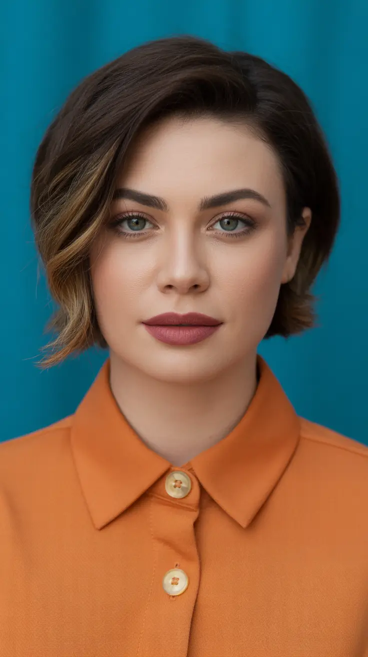 Short alt Asymmetrical Short Bob With Soft Contouring Highlights