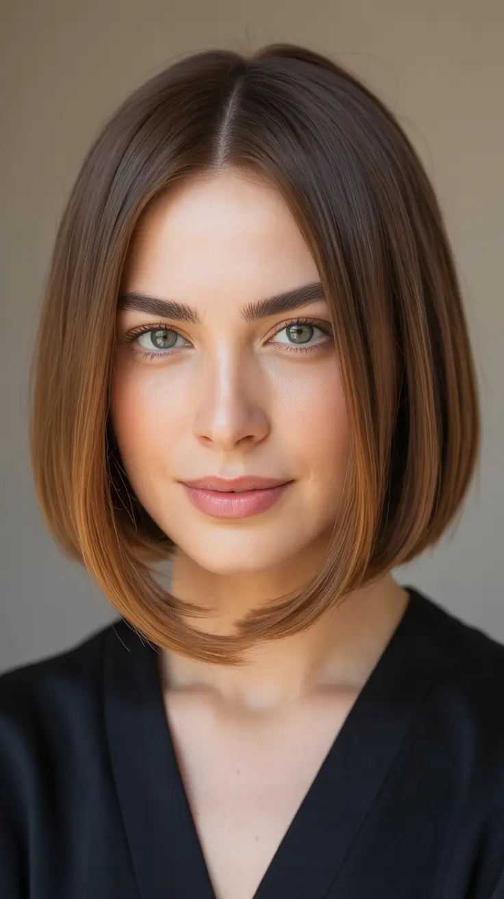 Straight Hair Rounded Precision Bob With a Soft Face Curve