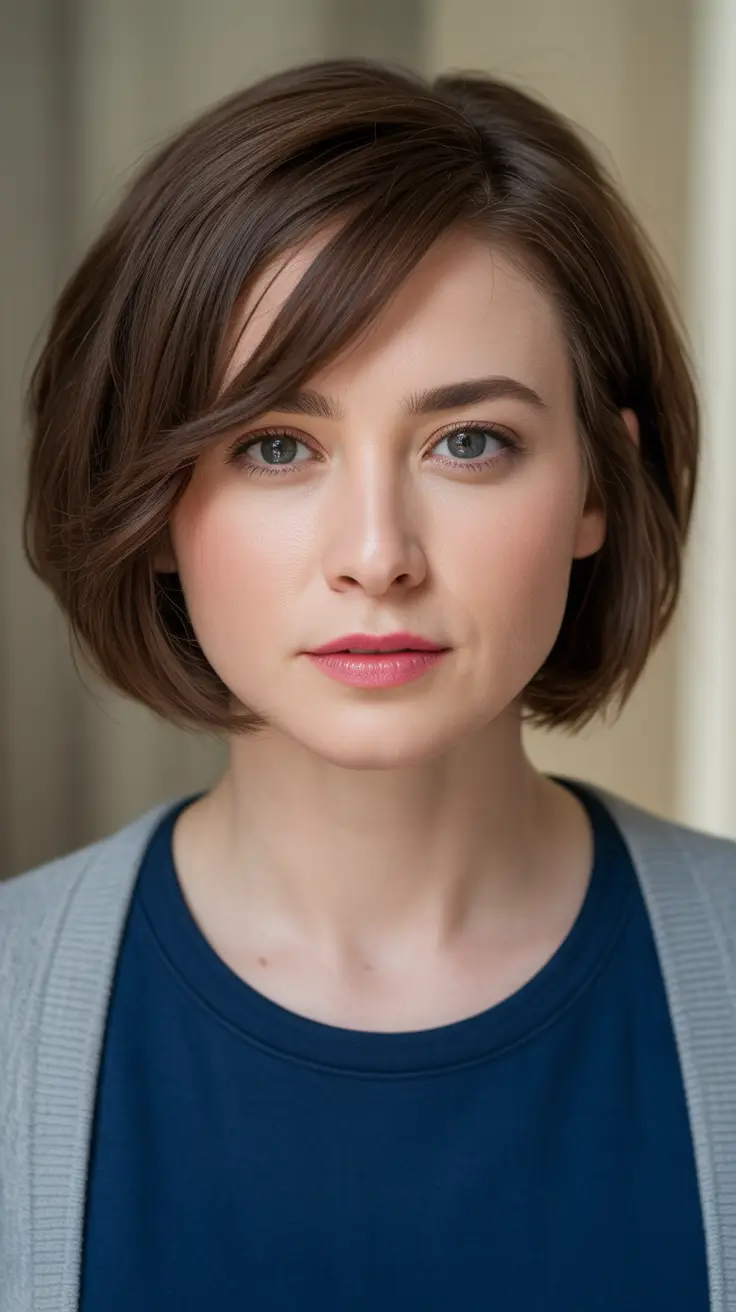 Bob short Soft Side-Swept Bob With Tucked Layers