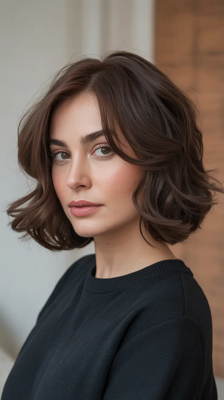 Wavy Hair Soft Voluminous Wavy Bob With Loose Layers
