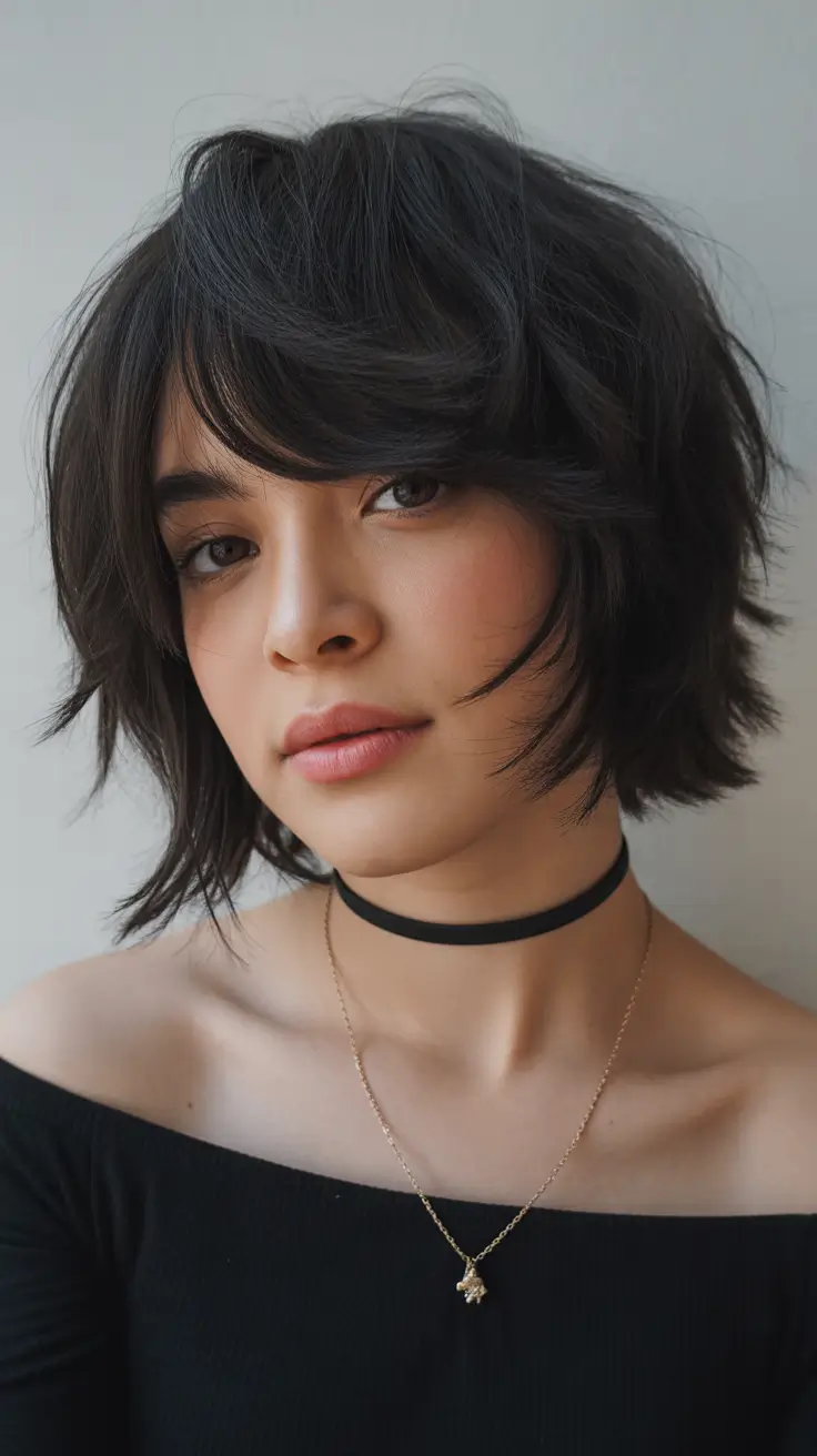 Short Layered Choppy Layered Short Cut With Feathered Bangs