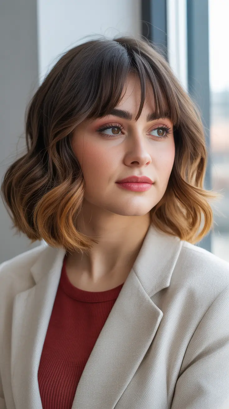 Wavy Hair Soft Wavy Bob With Gradient Face Framing