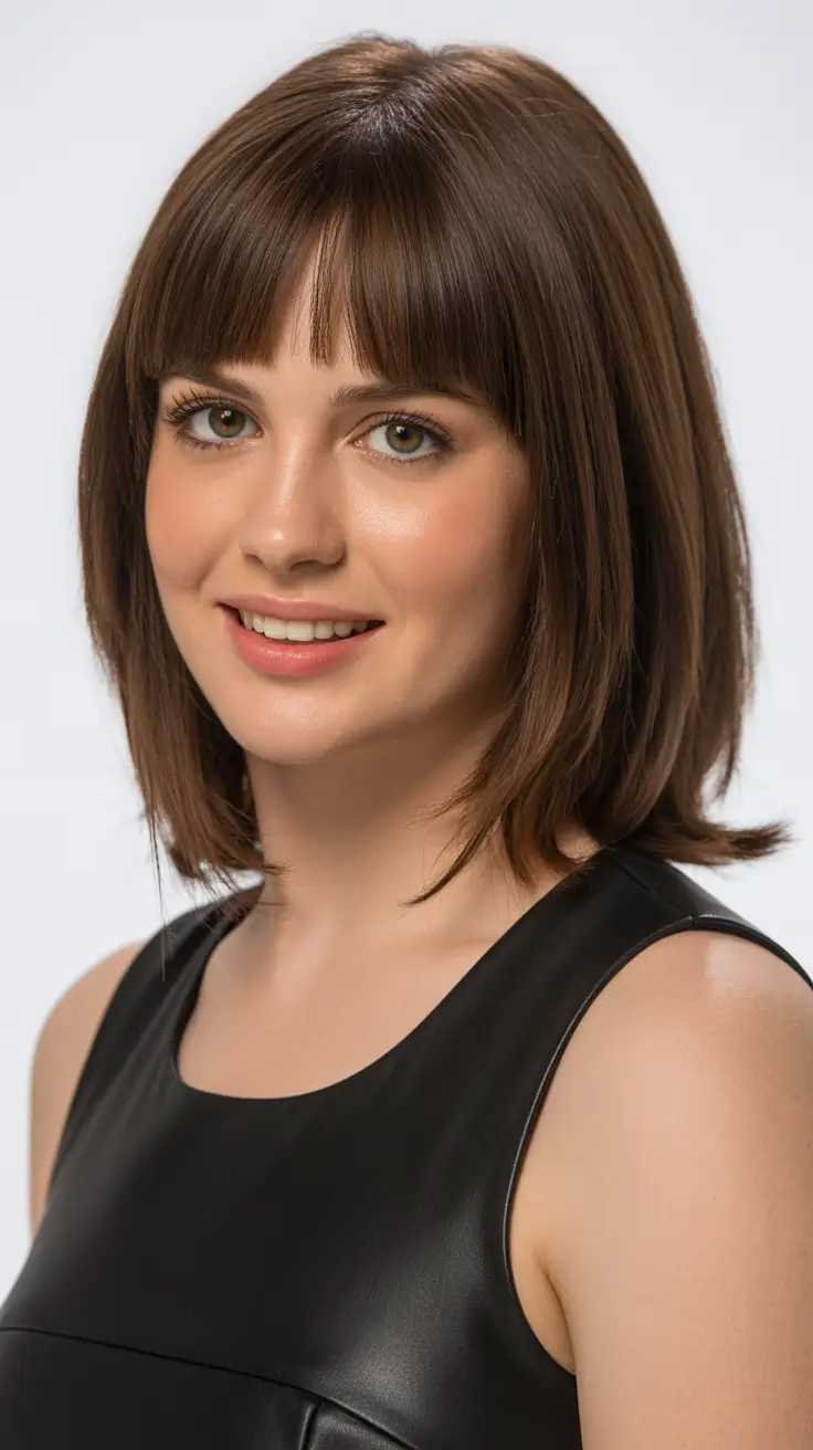 Medium Bangs Medium-Length Bob With Blunt Baby Bangs