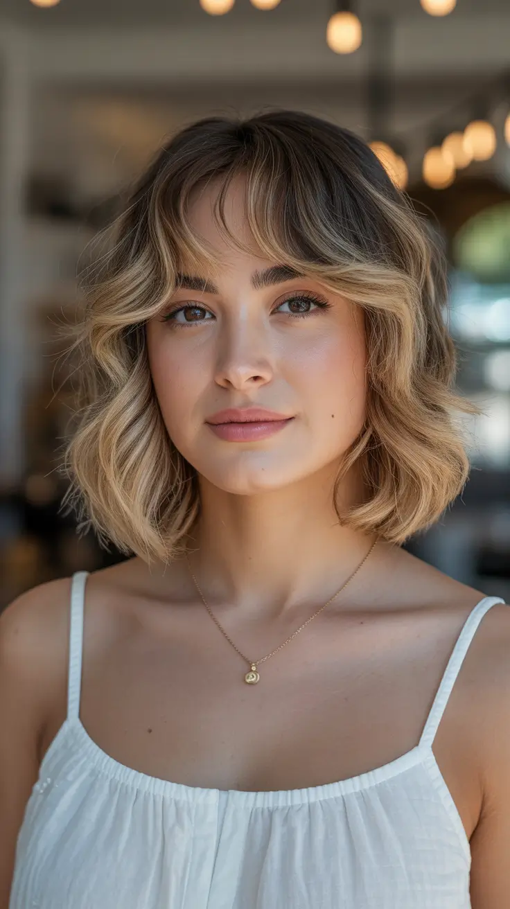 Bob Blonde Wavy Bob With Gentle Face Framing