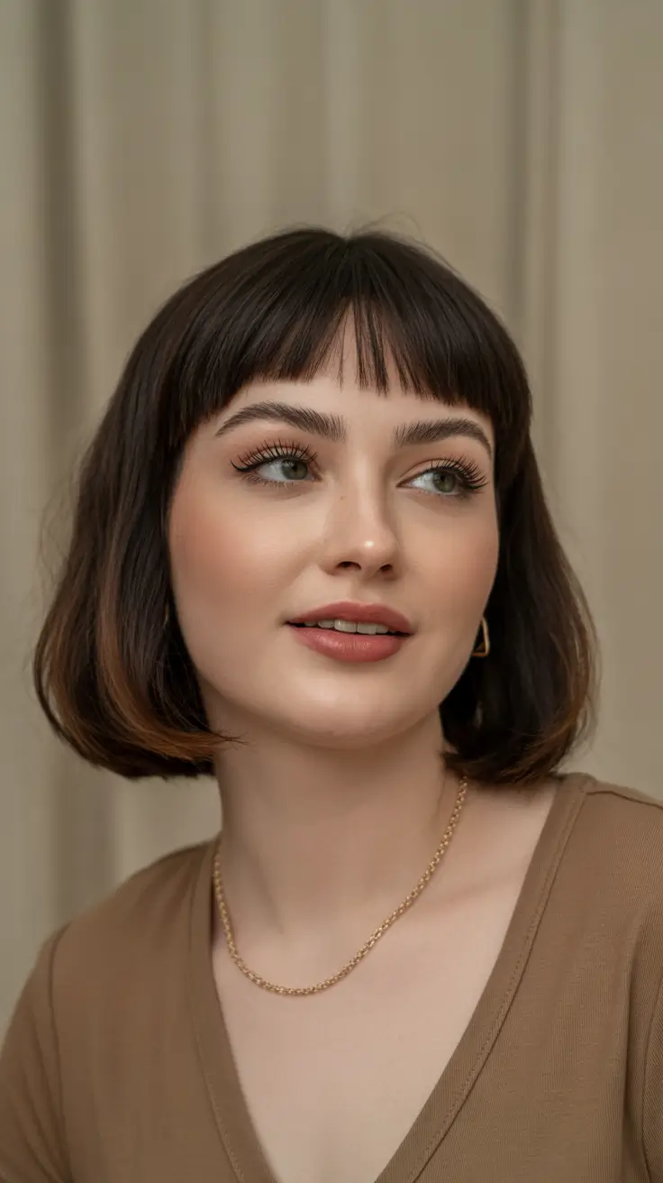 Bob Soft Rounded Bob With Delicate Highlights and Whisper Fringe