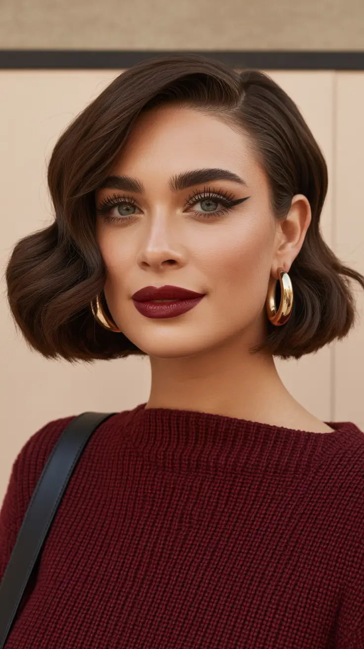 Short Bob Polished Structured Bob With Deep Side Part