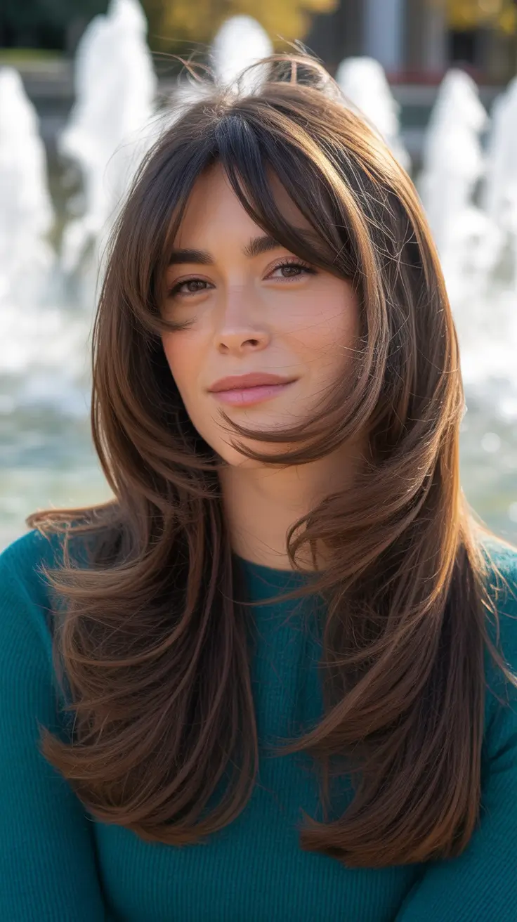 Long Layers Long Feathered Layers With Soft Windswept Bangs