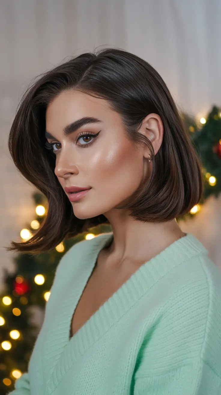 Short Classic Polished Bob With Tucked Ends