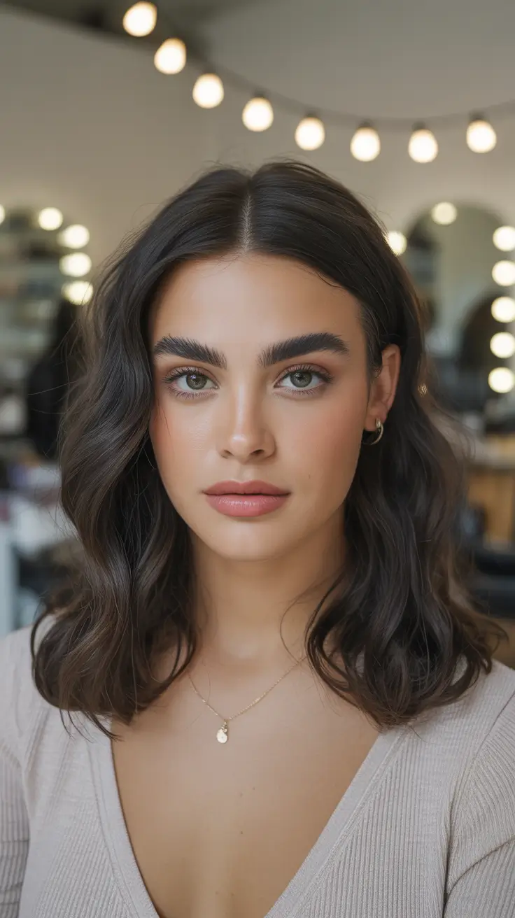 Lob Soft Wavy Lob With Middle Part and Natural Texture