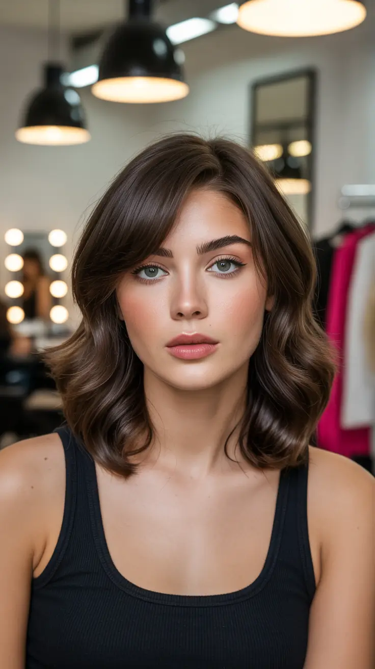 Short Soft Retro-Inspired Curled Bob With Side Part