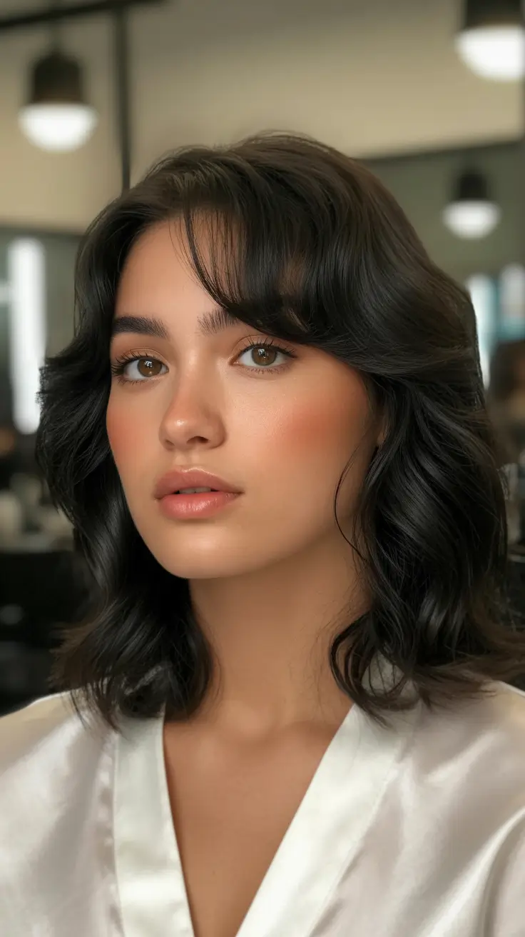 Medium Soft Layered Waves With Curtain Fringe and Natural Shine