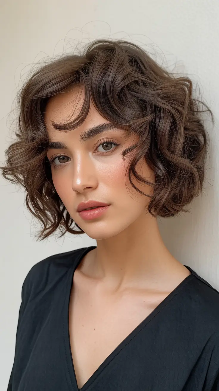 Short Curly Textured Bob With Airy Movement