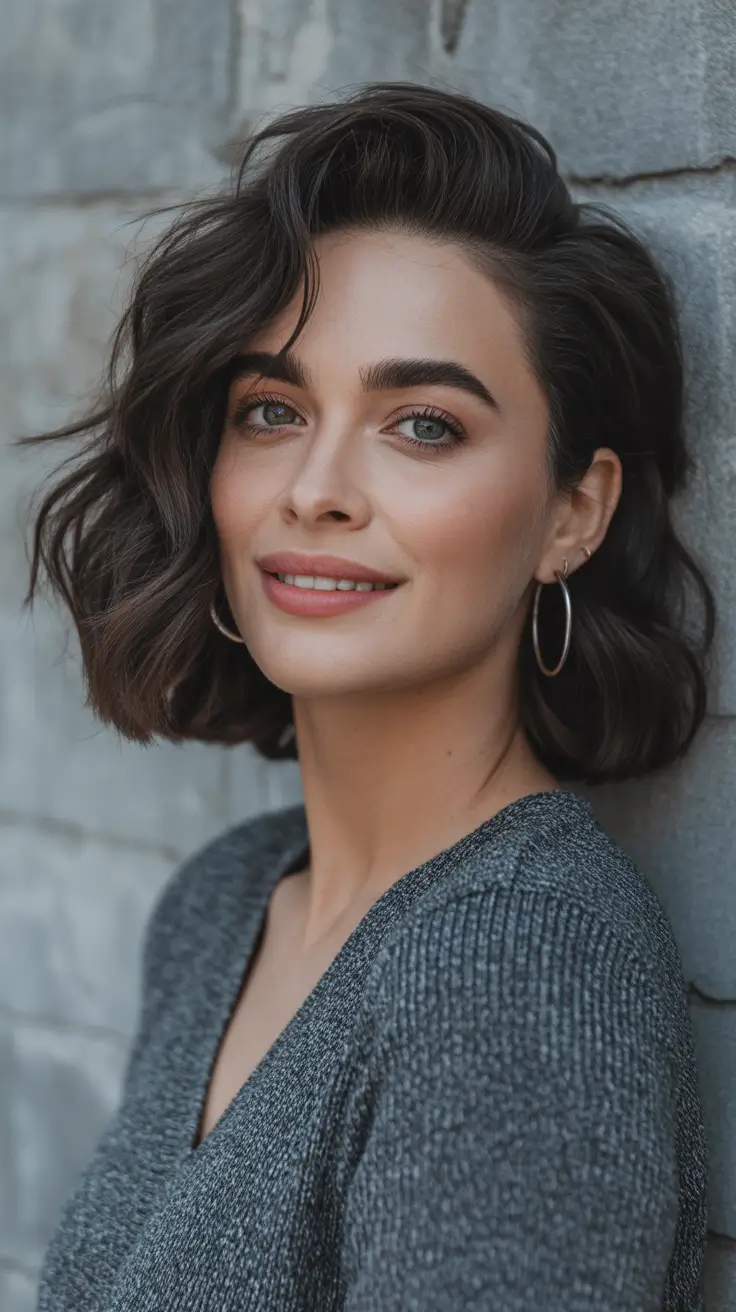 Medium Short Structured Tousled Bob With Root Volume