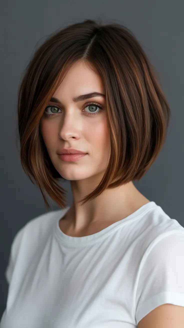 Haircuts 2026 Rounded Inward Bob With Dimensional Brunette Glow