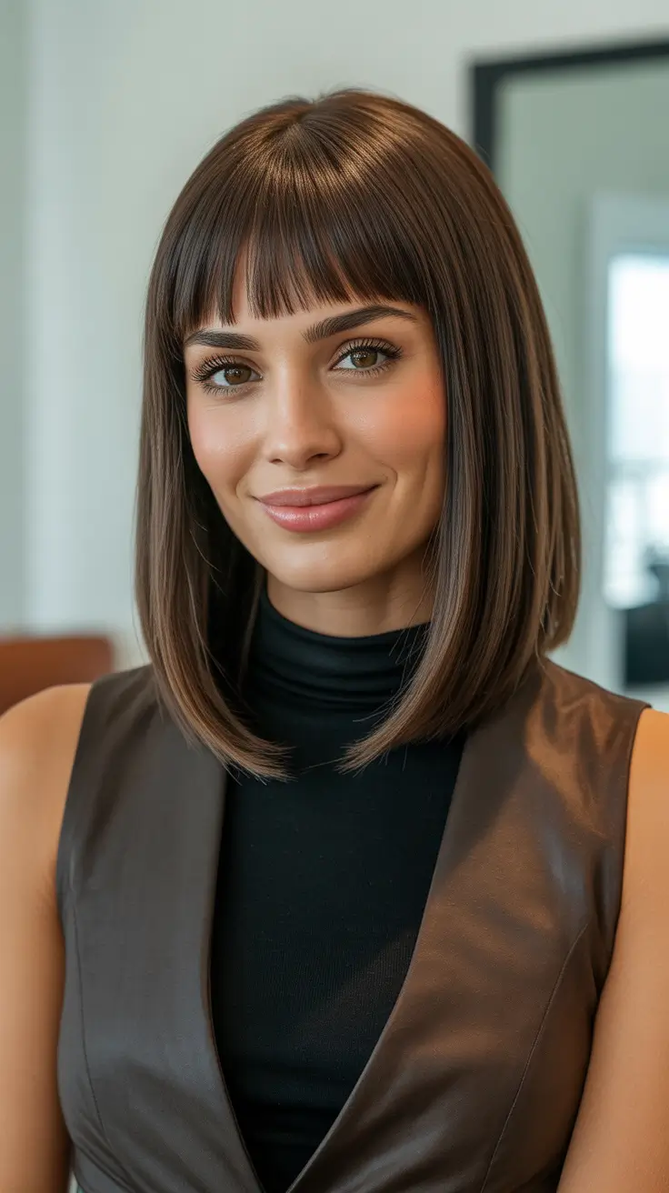 Haircuts 2026 Streamlined Straight Lob With Micro Fringe
