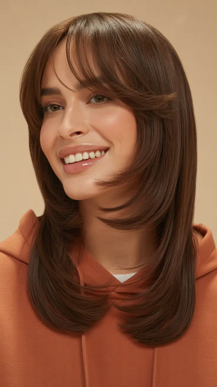 Haircuts 2026 Soft Long Layers With Curtain Fringe