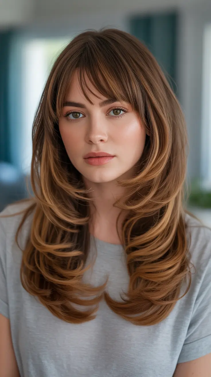 Haircuts 2026 Soft Shag-Inspired Mid Length Cut With Feathered Fringe