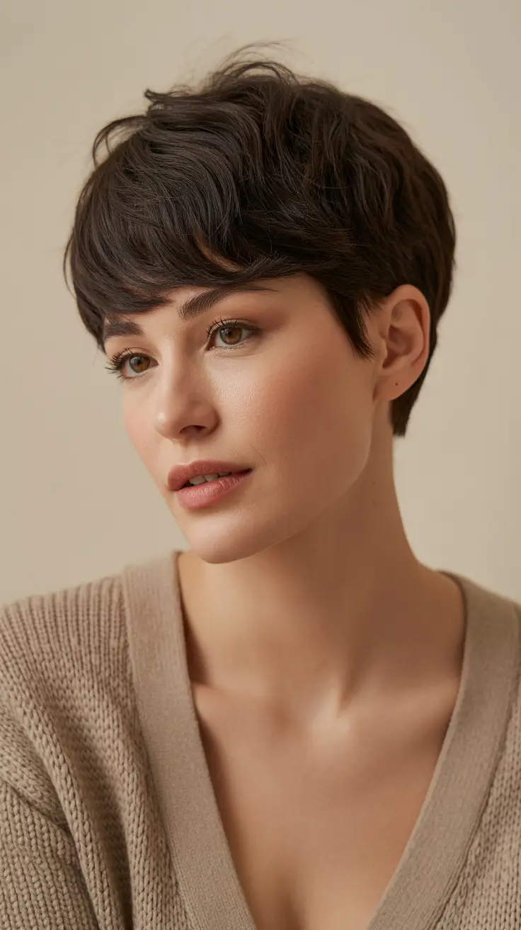 Haircuts 2026 Short Textured Pixie With Warm Depth