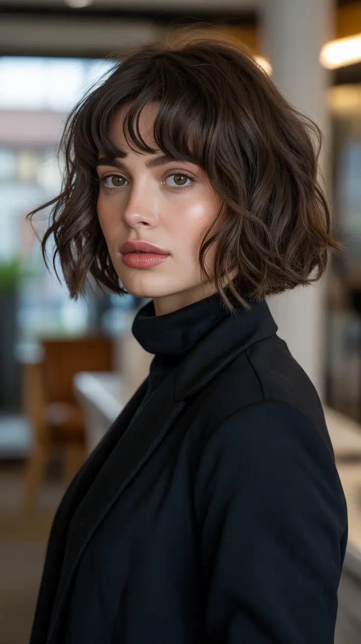 Haircuts 2026 Softly Tousled Bob With Airy Fringe