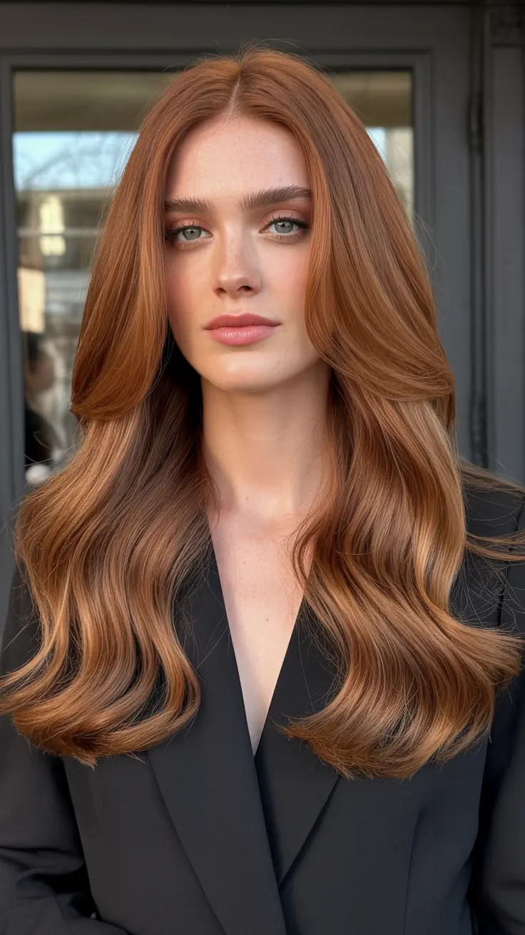 Trendy Rich Auburn Cascade with Soft Curved Front Layers