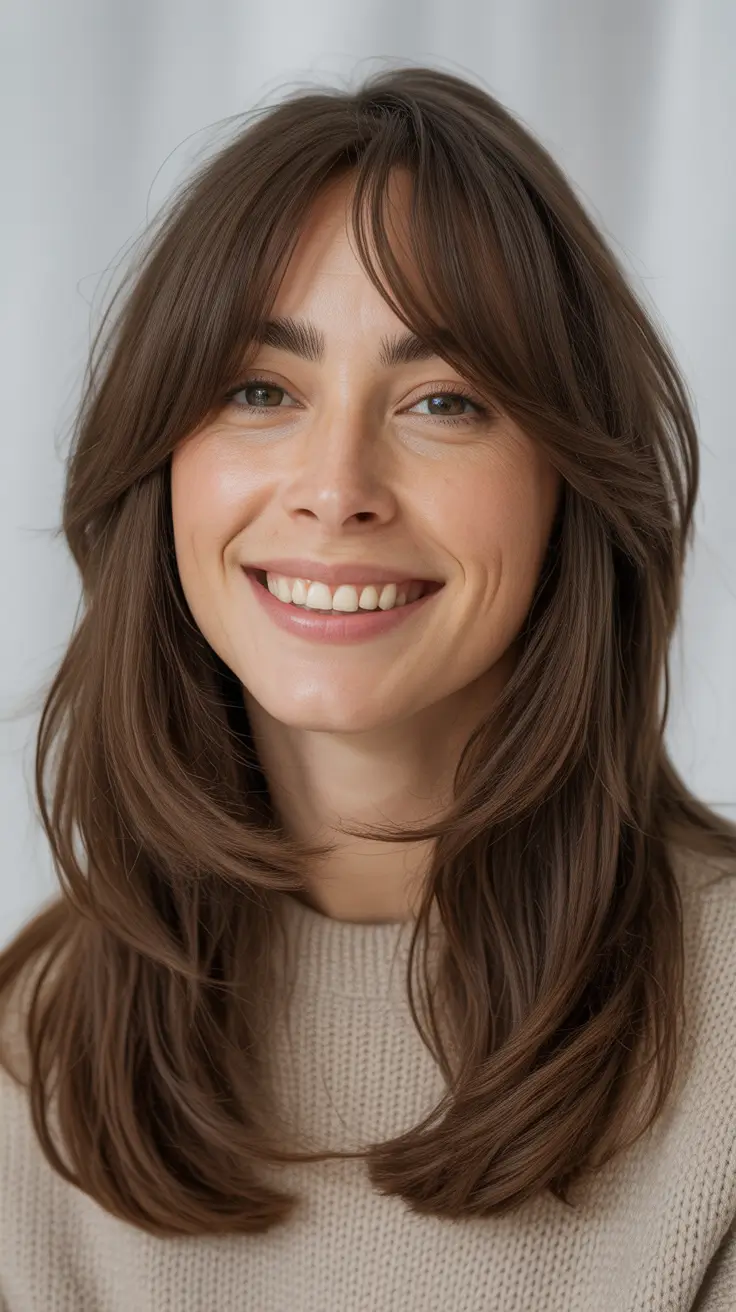 Trendy Layered Curtain Shape with Light Face Framing