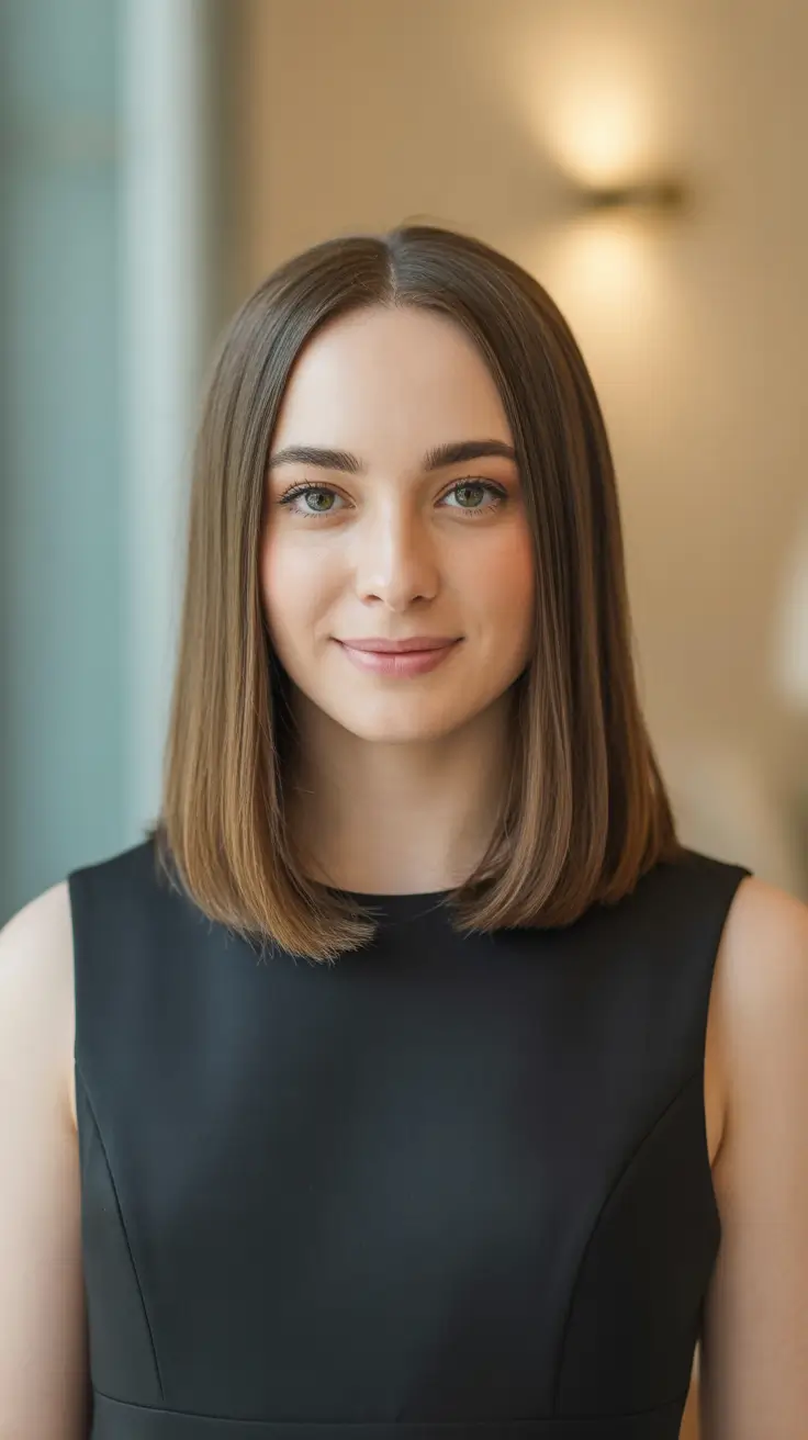 Medium long Polished Mid-Length Bob With Natural Warmth