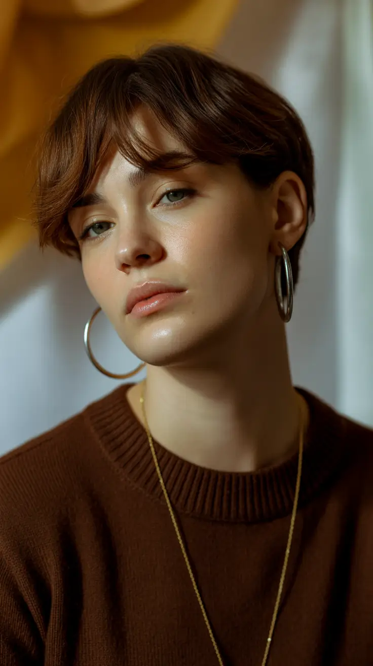 Short bangs Soft Crop With Gentle Short Bangs