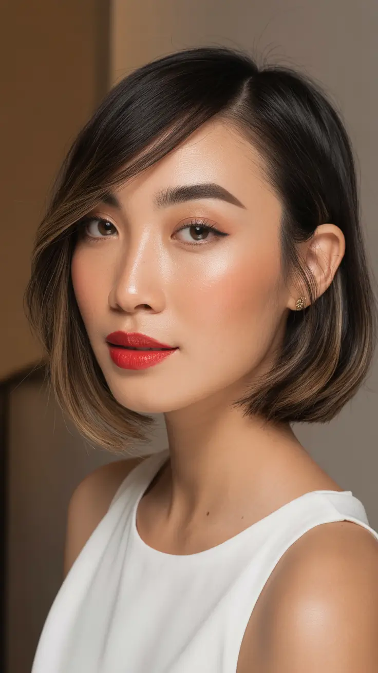 Short Side-Parted Sleek Bob With Soft Dimension