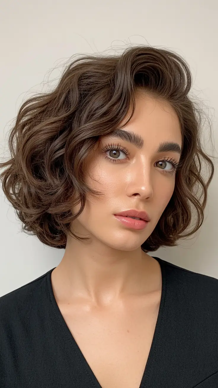 Short bob curly wavy haircut 2026