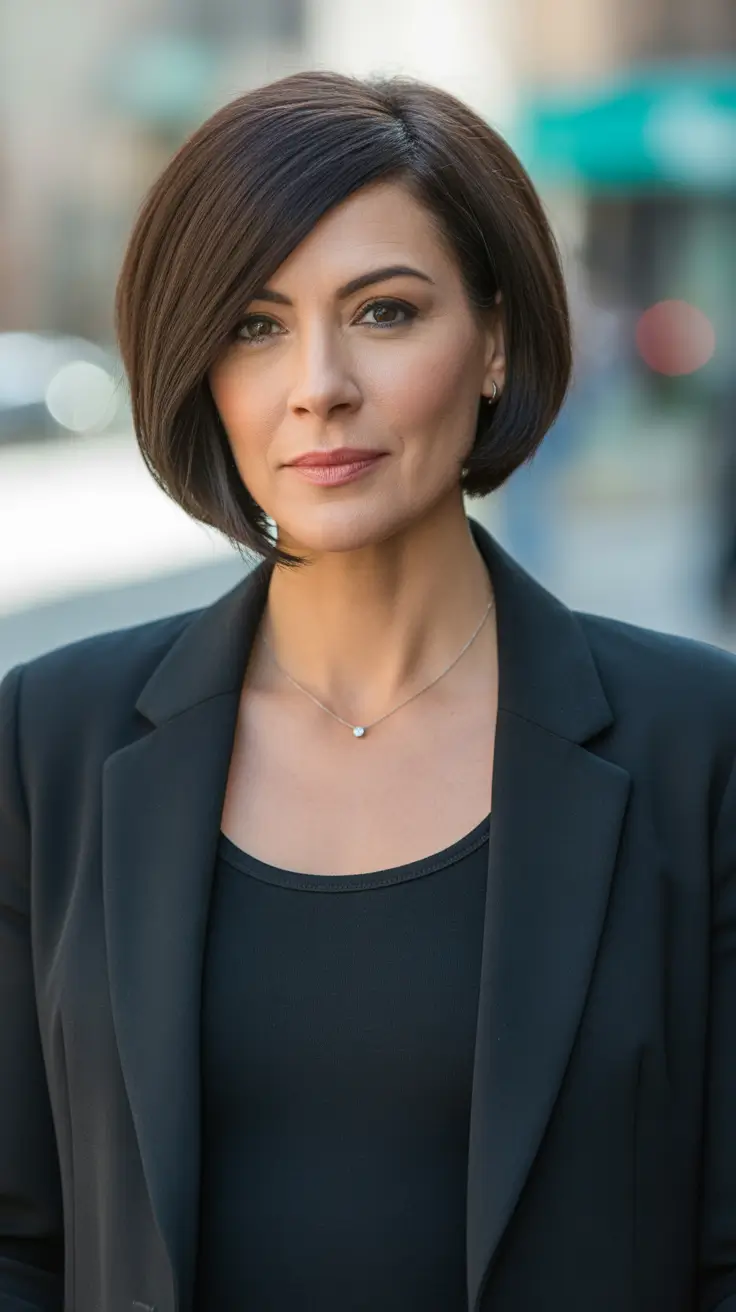 Haircut ideas for women over 40 2026 Structured Sleek Bob for Professional Confidence