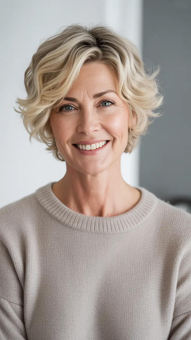 Haircut ideas for women over 40 2026 Short Curly Crop with Volume